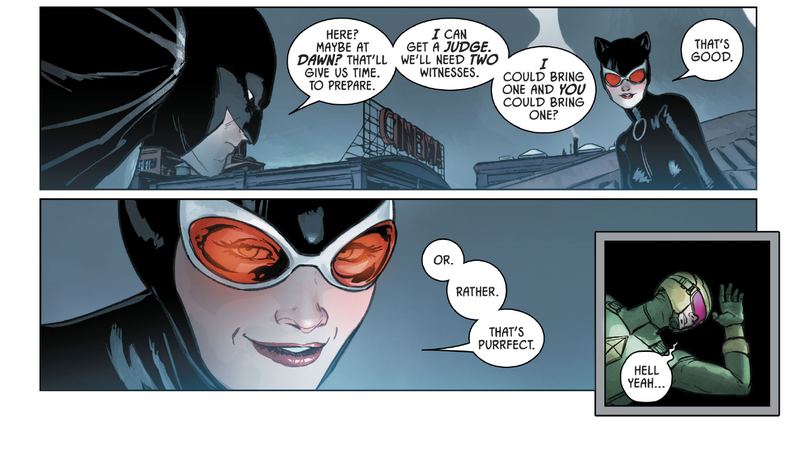 The Bat and the Cat set an impromptu scene for their would-be-wedding.